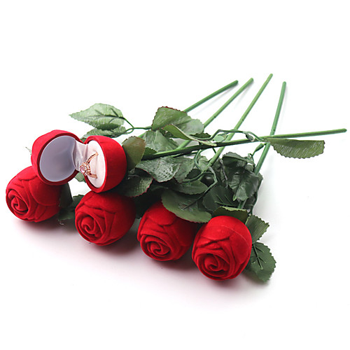 

Red Rose Ring Box Personalized Velvet Wedding Gift Box Fashion Valentines Engagement Box Jewellery Packaging Flower