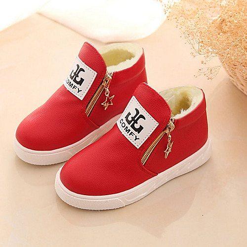 

Girls' Snow Boots PU Boots Little Kids(4-7ys) Black / Red / Pink Winter / Booties / Ankle Boots