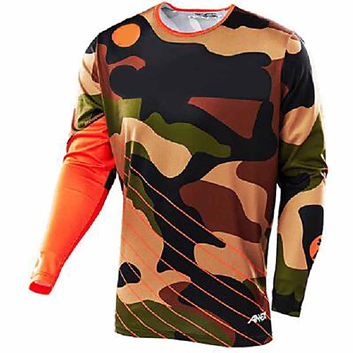 

21Grams Camo Men's Long Sleeve Cycling Jersey Downhill Jersey Dirt Bike Jersey - Black / Orange Black / Blue Bike Jersey Motorcyle Clothing Top UV Resistant Breathable Quick Dry Sports Winter 100
