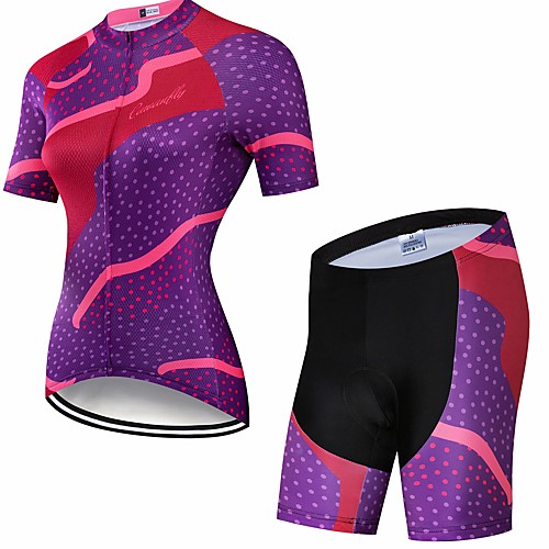 

CAWANFLY Women's Short Sleeve Cycling Jersey with Shorts RedBlue Geometic Bike Clothing Suit 3D Pad Quick Dry Winter Sports Spandex Lycra Geometic Mountain Bike MTB Road Bike Cycling Clothing Apparel