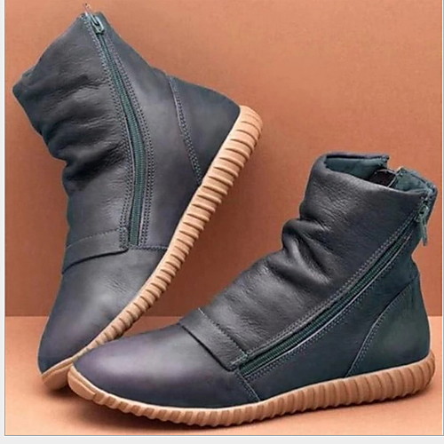 

Women's Boots Winter Flat Heel Round Toe Daily PU Booties / Ankle Boots Black / Red / Green