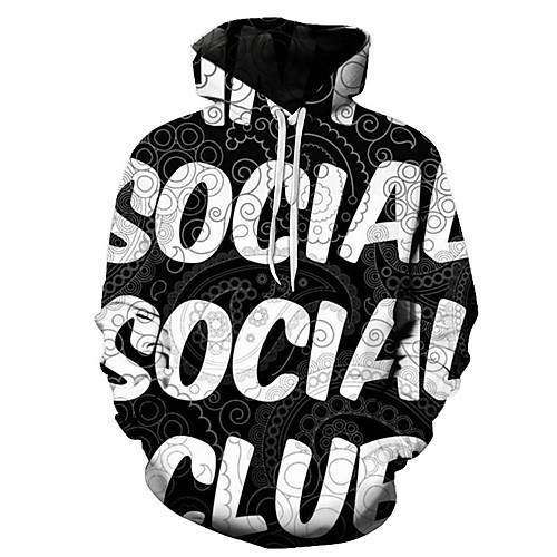 

Men's Pullover Hoodie Sweatshirt Graphic Letter Going out Club 3D Print Party Halloween Hoodies Sweatshirts Black