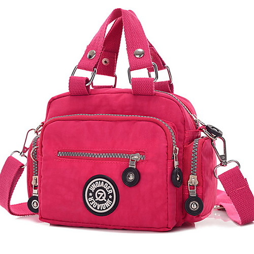 

Women's Bags Nylon Crossbody Bag Zipper Solid Color Daily MessengerBag Black Fuchsia