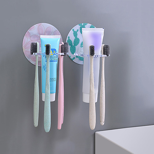 

2pcs Disc Multicard Slot Toothbrush Holder Rack Toothbrush Organizer Hanging Set Storage Wall-mounted Toothbrush