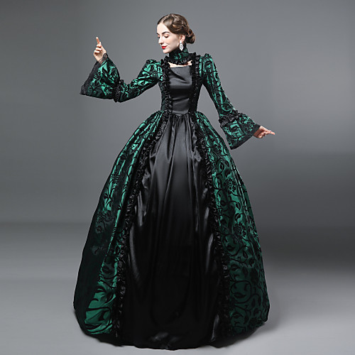 

Queen Elizabeth Vintage Rococo Gothic Victorian 18th Century Dress Party Costume Masquerade Women's Lace Cotton Costume Purple / Red / Blue Vintage Cosplay Party Prom Long Sleeve Floor Length Ball