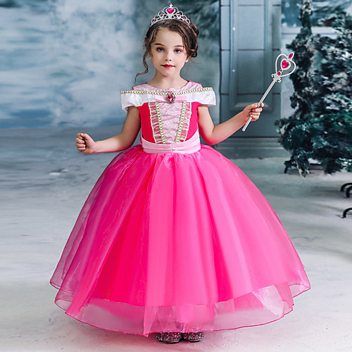 

Fairytale Princess Princess Aurora Dress Flower Girl Dress Girls' Movie Cosplay A-Line Slip Halloween Christmas Fuchsia Dress Christmas Halloween