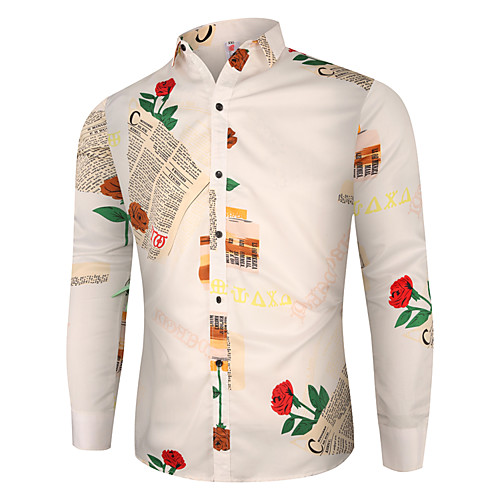 

Men's Shirt Graphic Long Sleeve Daily Tops White Black