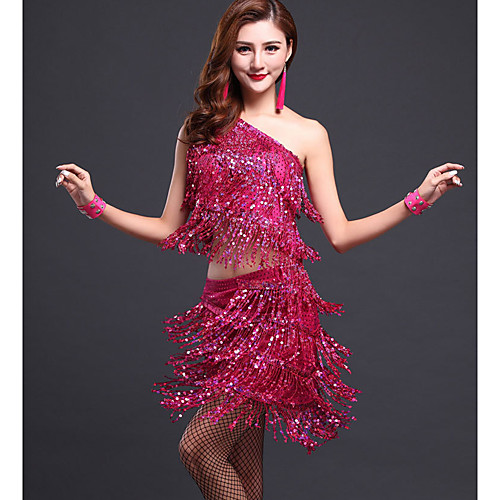 

Latin Dance Skirts Tassel Paillette Women's Training Performance Sleeveless Dropped Nylon