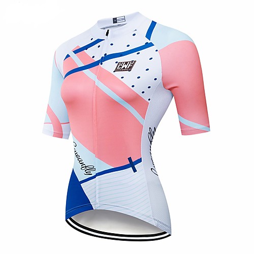 

CAWANFLY Women's Short Sleeve Cycling Jersey GrayWhite Geometic Bike Jersey Top Mountain Bike MTB Road Bike Cycling Breathable Quick Dry Back Pocket Sports Clothing Apparel / Advanced / Expert