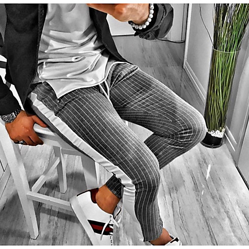 

Men's Basic Slim Chinos Pants - Striped Black Gray US34 / UK34 / EU42 / US36 / UK36 / EU44 / US40 / UK40 / EU48