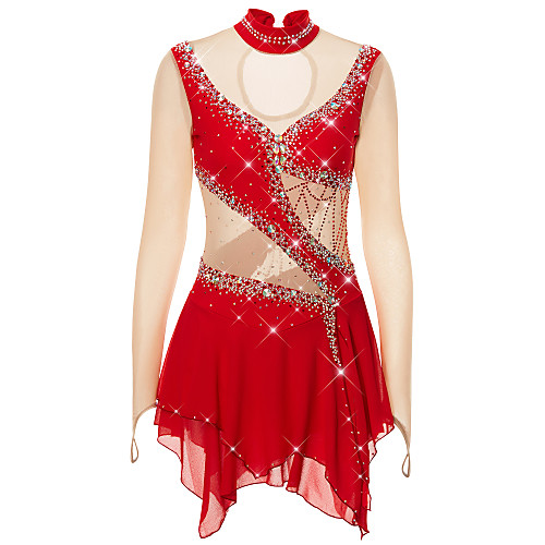 

21Grams Figure Skating Dress Women's Girls' Ice Skating Dress Violet White / White Sky Blue Spandex High Elasticity Competition Skating Wear Warm Handmade Jeweled Rhinestone Long Sleeve Ice Skating