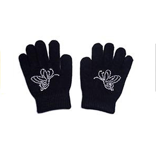 

21Grams Figure Skating Gloves All Ice Skating Dress Black Spandex High Elasticity Training Competition Skating Wear Solid Colored Classic Crystal / Rhinestone Ice Skating Figure Skating