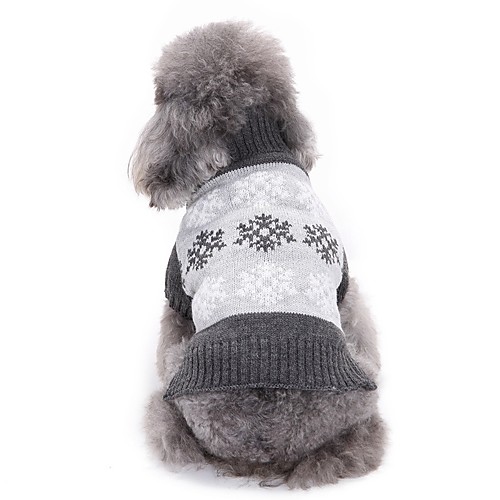

Dog Cat Sweater Snowflake Simple Style Winter Dog Clothes Puppy Clothes Dog Outfits Gray Coffee Costume for Girl and Boy Dog Polyester XS S M L