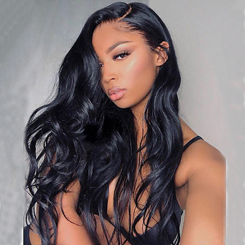 

Human Hair Lace Front Wig Free Part style Brazilian Hair Wavy Body Wave Black Wig 130% Density with Baby Hair Natural Hairline For Black Women 100% Virgin 100% Hand Tied Women's Long Human Hair Lace