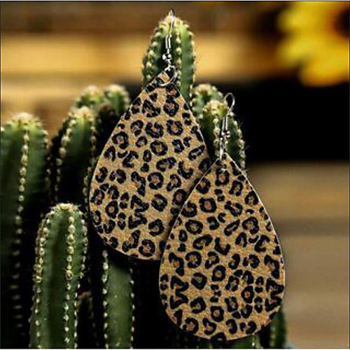 

Women's Drop Earrings Earrings Hanging Earrings Cut Out Classic Teardrop Simple Leopard Print Trendy Fashion African Fur Earrings Jewelry Black / Grid / Leopard Beige For Street Holiday Festival 1