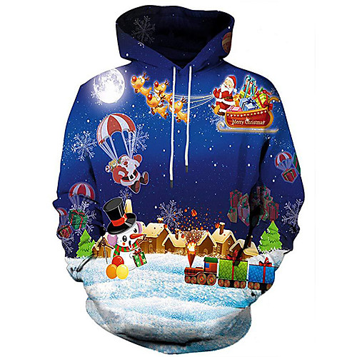 

Men's Pullover Hoodie Sweatshirt 3D Hoodies Set Graphic 3D Ugly Christmas Christmas 3D Print Casual Christmas Hoodies Sweatshirts Blue
