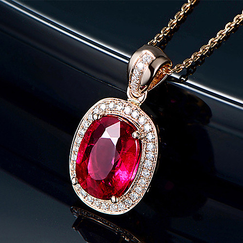 

Women's Garnet Pendant Necklace Pear Cut Drop Heart Classic Platinum Plated Rose Gold 45 cm Necklace Jewelry 1pc For Daily