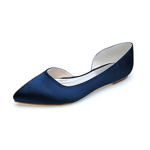 

Women's Wedding Shoes Flat Heel Pointed Toe Minimalism Wedding Party & Evening Satin Solid Colored White Black Purple