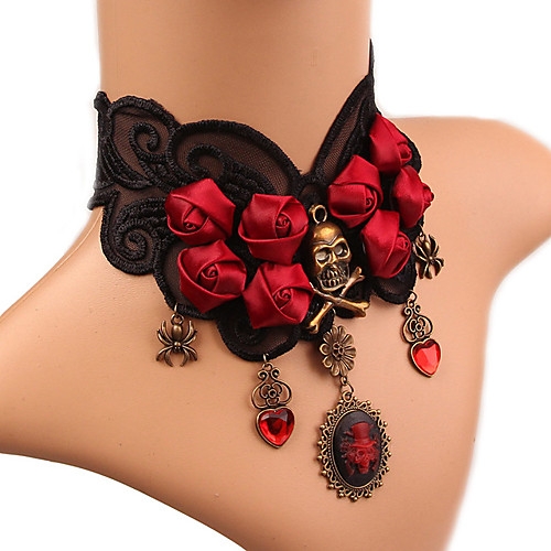 

Skeleton / Skull Adults' Women's Cosplay Halloween Halloween Halloween Festival / Holiday Alloy RedBlack Women's Easy Carnival Costumes Geometric Skull / Necklace / Necklace