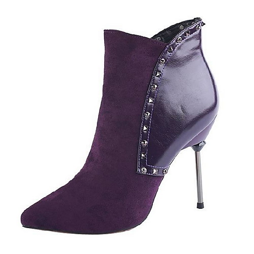 

Women's Boots Stiletto Heel Boots Stiletto Heel Pointed Toe Booties Ankle Boots Daily Suede Black Purple Blue / Mid-Calf Boots