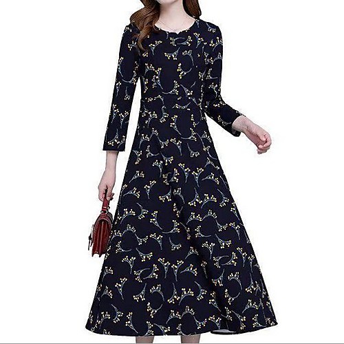 

Women's Maxi Chiffon Dress - Long Sleeve Print Fruit Print Red Yellow M L XL XXL XXXL
