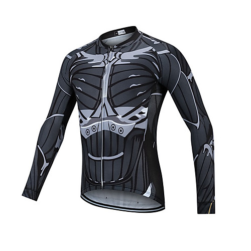 

CAWANFLY Men's Long Sleeve Cycling Jersey Winter Black Geometic Bike Jersey Motorcyle Clothing Top Mountain Bike MTB Road Bike Cycling Breathable Quick Dry Back Pocket Sports Clothing Apparel
