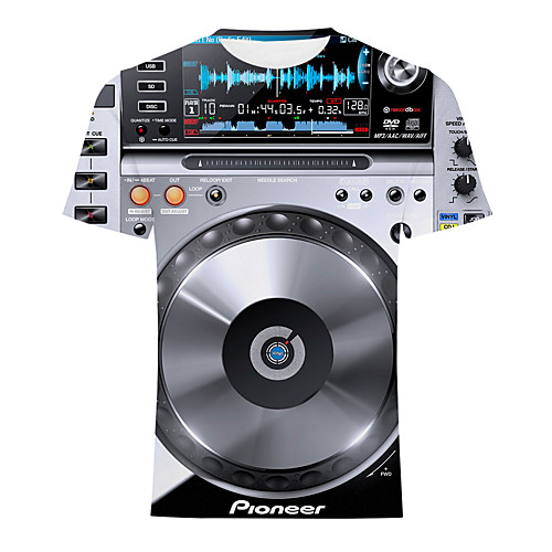 

Men's Graphic Machine Patchwork Print T-shirt Basic Street chic Daily Going out Round Neck Black / Summer / Short Sleeve