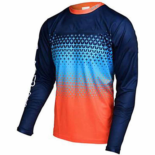 

21Grams Men's Long Sleeve Cycling Jersey Downhill Jersey Dirt Bike Jersey Winter Spandex BlueOrange BlueYellow Bike Jersey Top Mountain Bike MTB Road Bike Cycling UV Resistant Breathable Quick Dry