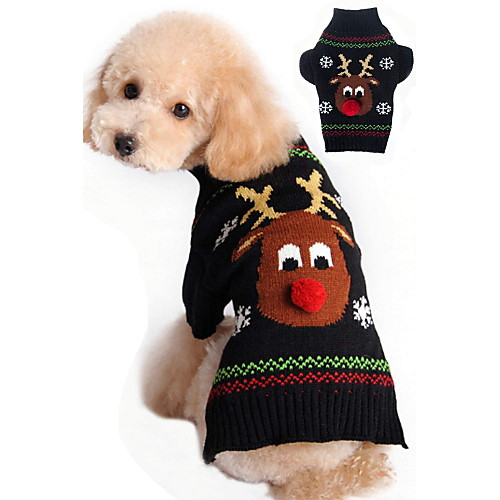 

Cat Dog Sweater Christmas Puppy Clothes Reindeer Christmas New Year's Winter Dog Clothes Puppy Clothes Dog Outfits Black Red Costume for Girl and Boy Dog Acrylic Fibers XXS XS S M L XL