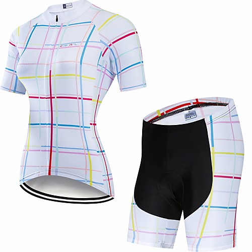 

CAWANFLY Women's Short Sleeve Cycling Jersey with Shorts White Geometic Bike Clothing Suit 3D Pad Quick Dry Winter Sports Spandex Lycra Geometic Mountain Bike MTB Road Bike Cycling Clothing Apparel