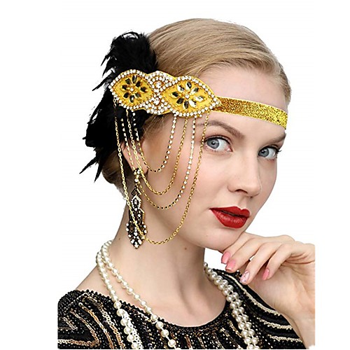 

The Great Gatsby Vintage 1920s The Great Gatsby Flapper Headband Women's Feather Costume Earrings Black / Golden / Red Vintage Cosplay Festival / 1 Pair of Earrings / Headwear / 1 Pair of Earrings