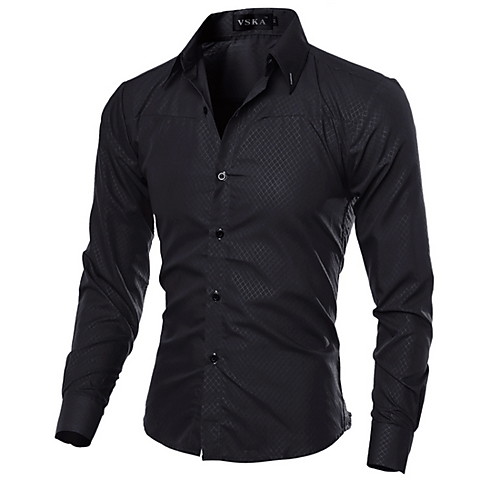 

Men's Shirt Solid Colored Long Sleeve Daily Tops White Black Wine