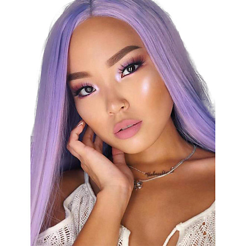 

Synthetic Lace Front Wig Straight Middle Part Lace Front Wig Long Purple Synthetic Hair 18-26 inch Women's Adjustable Heat Resistant Party Purple