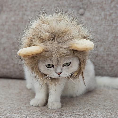 

Dog Cat Costume Lion Wig Puppy Clothes Color Block Lion Cosplay Cute Funny Winter Dog Clothes Puppy Clothes Dog Outfits Brown Costume for Girl and Boy Dog Polyster S M L