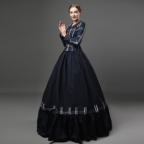 

Maria Antonietta Rococo Victorian 18th Century Vacation Dress Dress Outfits Prom Dress Women's Cotton Costume Blue Vintage Cosplay Party Prom Long Sleeve Floor Length Long Length Ball Gown Plus Size