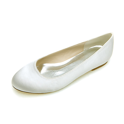 

Women's Wedding Shoes Flat Heel Round Toe Wedding Flats Minimalism Wedding Party & Evening Satin Solid Colored White Black Purple
