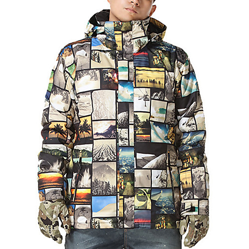 

GSOU SNOW Men's Ski Jacket Skiing Ski / Snowboard Waterproof Windproof Warm Eco-friendly Polyester Silk Cloth Down Jacket Ski Wear / Winter