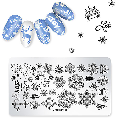 

1 pcs Christmas Snowflake Deer Stamping Plate Round Stamp Template Manicure Nail Art Image Plate