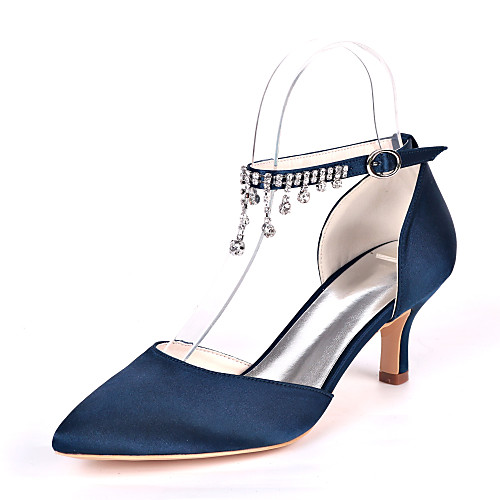 

Women's Wedding Shoes Glitter Crystal Sequined Jeweled Stiletto Heel Pointed Toe Wedding Pumps Basic Wedding Party & Evening Satin Rhinestone Solid Colored White Black Purple