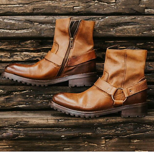 

Men's Cowboy / Western Boots Fall / Winter Vintage / British Daily Boots Walking Shoes PU Waterproof Wear Proof Booties / Ankle Boots Yellow / Black / Gray