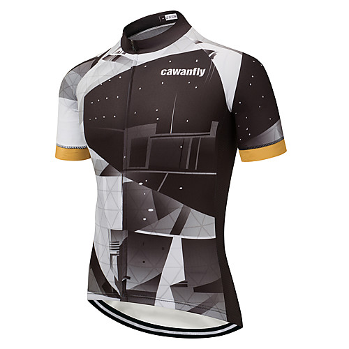 

CAWANFLY Men's Short Sleeve Cycling Jersey Black Geometic Bike Jersey Top Mountain Bike MTB Road Bike Cycling Breathable Quick Dry Back Pocket Sports Clothing Apparel / Advanced / Expert / Stretchy