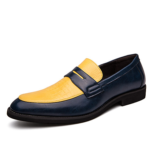 

Men's Summer Casual / Preppy Daily Beach Loafers & Slip-Ons Walking Shoes Faux Leather Breathable Non-slipping Wear Proof Yellow / Red / Blue Color Block