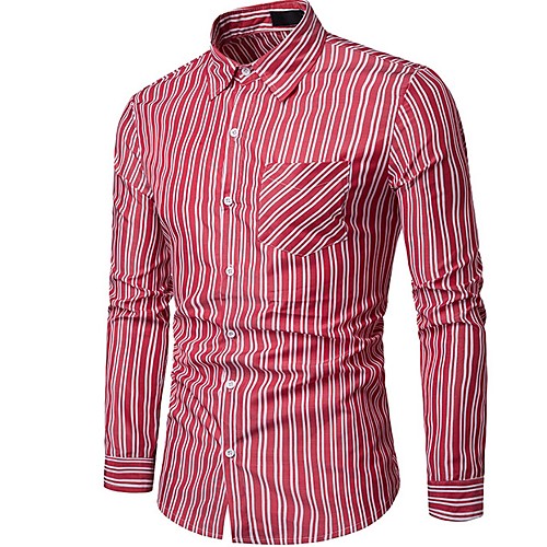 

Men's Striped Shirt Daily Black / Red / Navy Blue / Long Sleeve