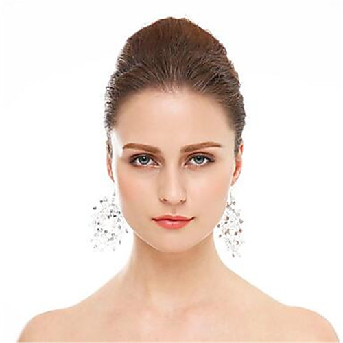 

Women's Hoop Earrings Geometrical Lucky European Earrings Jewelry Silver For Wedding 1pc