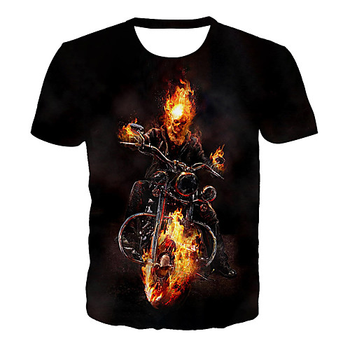 

Men's 3D Graphic Skull Plus Size T-shirt Print Short Sleeve Daily Tops Basic Exaggerated Round Neck Black / Summer
