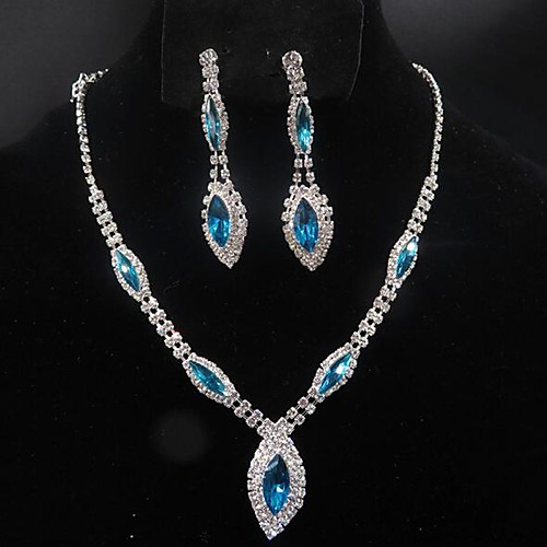 

Women's Drop Earrings Choker Necklace Pendant Necklace 3D Precious Unique Design Fashion Silver Plated Earrings Jewelry White / Blue For Wedding Party Holiday 1 set / Bridal Jewelry Sets