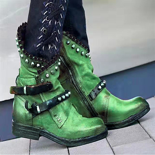 

Women's Boots Comfort Shoes Block Heel Round Toe PU Mid-Calf Boots Fall & Winter Black / Purple / Green