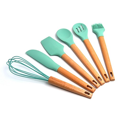 

uvale Bamboo Non-Stick Silicone Kitchen Utensil Cooking Tools 7 Piece Set