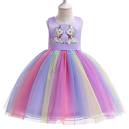 

Princess Dress Party Costume Flower Girl Dress Girls' Movie Cosplay Princess Light Purple Pink Dress Children's Day Masquerade Polyester