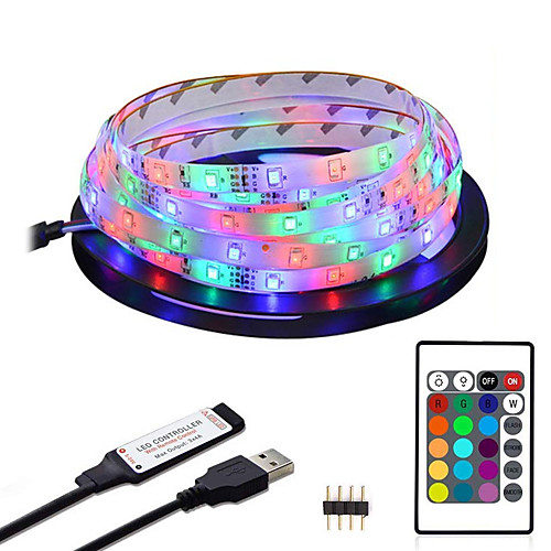 

ZDM 2m Flexible LED Light Strips RGB Strip Lights 120 LEDs 2835 SMD 8mm 1 24Keys Remote Controller 1 set RGB Waterproof Cuttable USB USB Powered